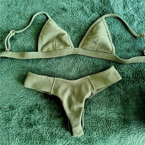 Montce Swim Green Rib Bikini Top & Bottom